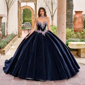 Navy Blue Princess Quinceanera Dresses Off The Shoulder Beads Crystal Chapel Train Charro Prom Sweet 16 vestidos de xv años 2025