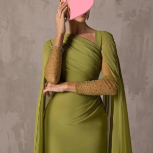 Elegant Green Saudi Arabia Evening Dresses Beading Ruffle Customized Formal Occasion Prom Dresses Formal Occasion