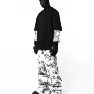 High Street Hip Hop Avant-Garde Style Pants Wide Leg men’s Casual Pants Snow Camouflage Pattern Trousers