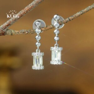 KUGG 100% 18K White Gold Earrings Luxury Palace Style 1.0carat Real Natural Diamond Stud Earrings for Women High Party Jewelry