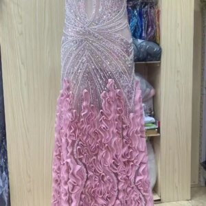 Sequins Tulle Lace Fabric 2025 High Quality African Beaded 3D Flower Embroidery Mesh Net Laces 5 Yards for Sewing Party Dresses