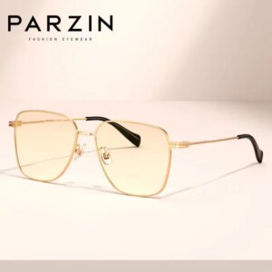 PARZIN Square Myopia Prescription Optical Eyeglasses Frame Computer Glasses Alloy Glasses Frame Men Metal Full Eyewear 15830