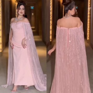 Customized Prom Dresses Elegant Off-the-shoulder Sheath Cocktail Sequin Draped S Occasion Evening Gown black girl