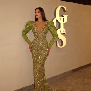 Richly Green Deep V Neck Customized Prom Gown Delicate Beaded Sexy Evening Dress Dazzling Mermaid New Arrival Cocktail Wear