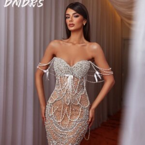 Luxurious Crystal Prom Dress Exquisite Heavy-Duty Beaded Party Dress Classic Sleeveless Floor-Length Evening Gowns Customized