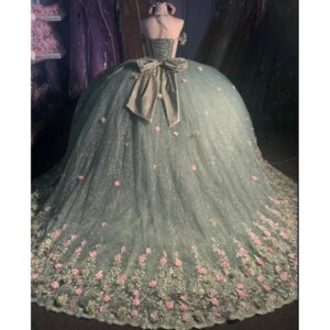 Customized Mexican Princess 15 16 Girl Quinceanera Dresses Off The Shoulder 3D Flower Crystal Puffy Skirt Women Party Prom Dress