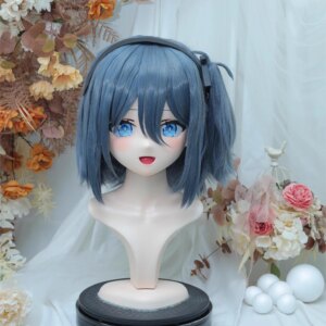 Customize Character Female/Girl Resin Kig Full Head With Lock Anime Cosplay Japanese Anime Kigurumi Mask