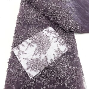 Luxury African Beaded Groom Lace Fabric 2025 High Quality French Nigerian Sequin Tulle Lace Fabric Sewn Wedding Dress 5 Yards