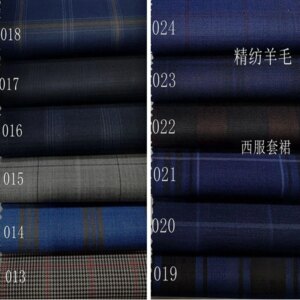 Worsted anti-wrinkle blue plaid clothing fabric spring and autumn suit pants skirt vest professional