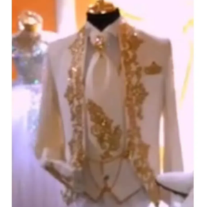 White Men’s Suits Fashion 2 Pieces Sets Jacket Pants Sequined Appliques Groom Prom Blazers Decoration Tuxedos Men