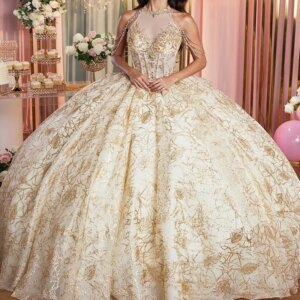 Champagne Shinny Sweet 16 Dress Quinceanera Dresses Halter Ball Gown Beads Party Birthday Formal Occasion Customized Vestidos De