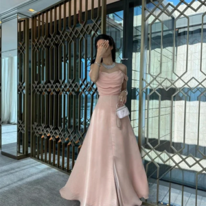 Customized Pink Luxury Long Evening Dresses Saudi Arabric Sleeves Off The Shoulder Prom Dresses Formal 2024 Women Prom Gowns