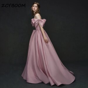 Customized Satin Boat Neck A-Line Strapless Wedding Dresses With Bow For Women Court Train 2025 Bridal Gowns Vestido De Noiva