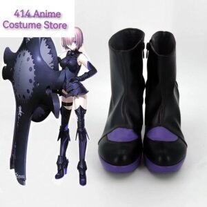 Anime FGO Fate Grand Order Mash Kyrielight Cosplay Shoes Short Black Purple Boots Adult Halloween Party For Women Girl