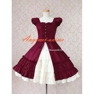 fondcosplay sweet dark red Gothic Lolita Punk Fashion cotton Dress Cosplay Costume CD/TV[CK771]