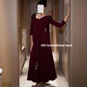 Customized فستان حفلات الزفاف A-Line Square Neckline Floor-Length Luxury Dresses Evening 2025 Flowers Zipper Up Long Sleeves
