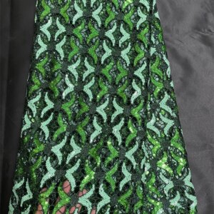 Luxury Fabric for Dress 5 Yards with Beads Embroidery Lace Africa Tulle Lace Nigerian Sequin Lace Fabric for Dress Making