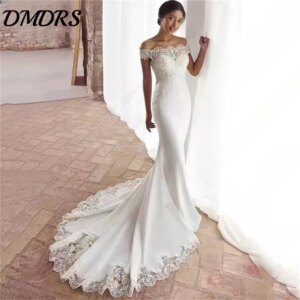 Elegant Off-the-shoulder Wedding Dress Romantic Lace Bridal Gown Classic Customized Floor-Length Bridal Dress Vestidos De No