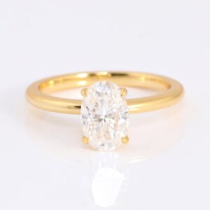 Provence 925 Plated Yellow Gold Moissanite Engagement Rings for Women Oval Cut 2.8CT Solitaire Wedding Band With GRA Certificate