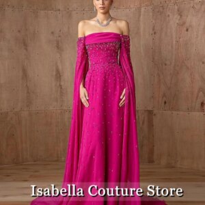 New Pink Off Shoulder Strapless Saudi Arabia Luxury Evening Dresses 2025 Wedding Gown فساتين سهرة Long Prom Dress Customized