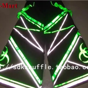 Cos-Mart Fluorescent Pants Ghost Dance Reflective Pants Street Hip-hop Pants Night Cosplay Costume Activity Party