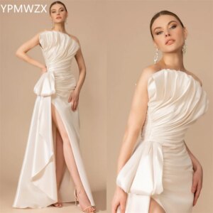 Customized Evening Dress Women Prom Gown Formal YPMWZX Strapless A-line Floor Length Skirts Fold Knot Sleeveless Bespoke Occasio