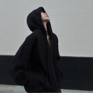 WARDEN EDGE Oversized Knit Hoodie Women Winter New Fashion Casual Loose Fit Soft Pullover Sweater for Relaxed Style