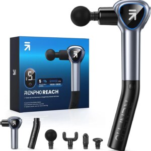 Massage Gun with Extension Handle Percussion, Portable Mini Handheld Deep Tissue Muscle Massager with LED Screen for Men Women