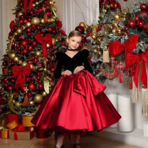 Dreamy Vow Luxury Arabic Green Girl Dress Crystal V-Neck Dubai Kids Princess Holiday Birthday Wedding Party Ball Gown 2025 J367