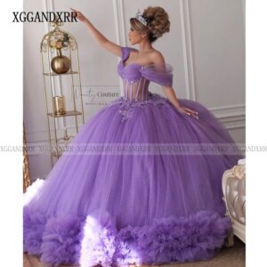 New Arrival Purple Quinceanera Dress 2024 Ball Gown 3D Flowers Applique Beading Purple Sweet 16 Dress Vestidos De 15 Años