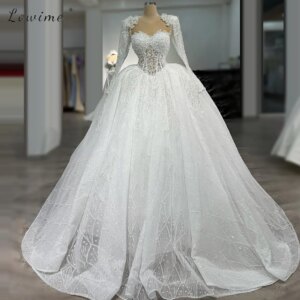 Customized Beaded Lace Wedding Dresses Long Sleeves Bridal Gowns 2025 Gown Bride