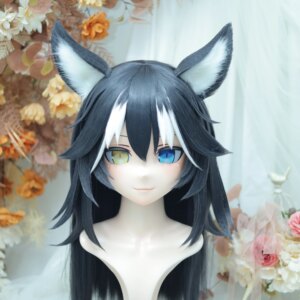 Customize Character Female/Girl Resin Kig Full Head With Lock Anime Cosplay Japanese Anime Kigurumi Mask