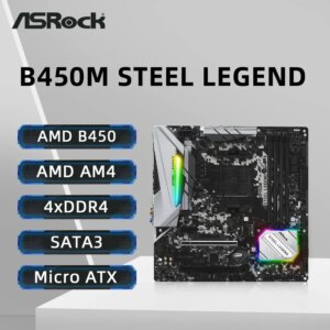 ASRock B450M STEEL LEGEND Motherboard Support Ryzen 5 5600 5600G R7 5700X3D 5800X CPU 4xDDR4 128GB HDMI M.2 mATX AM4 Mainboard