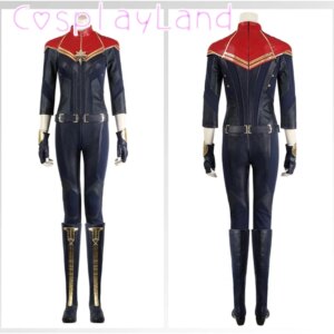 Movie Superhero Carol Danvers Jumpsuit Cosplay Costumes For Women Suit Halloween Outfit Full Set with Shoes Custom Size