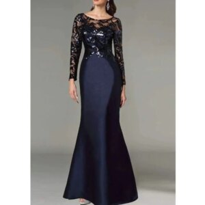 Long Evening Dresses Women Black Lace New in Dresses Full Sleeve Wedding Dresses for Party Mermaid Formal Cocktail Gown New