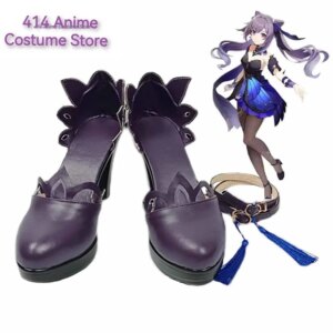 Game Genshin Impact Keqing Cosplay Shoes Boots Women Girls Anime Role Play Halloween Party Outfit Props