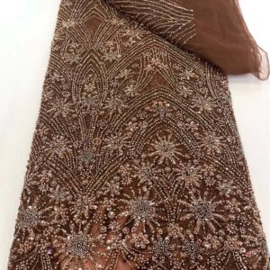 African Fabric Lace High Quality 5 Yards 2025 Latest Luxury Beaded Lace Fabric Wedding Dress Fabric For Sewing Material A1050-1