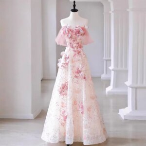 Pink Appliques Graduation Host Dresses Exquisite Off The Shoulder Formal Party Evening Dresses Vestidos De Fiestas Elegantes