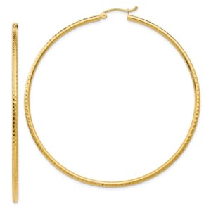 14k Diamondcut 2mm Round Tube Hoop Earrings