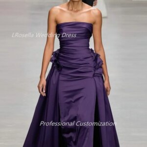 LRosella Wedding Dress Crepe Pleat Draped Strapless Floor-Length Elegant Exquisite Luxury Morden style For women 2024 الإناث