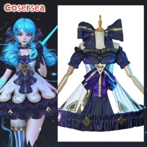 Cosersea Gwen Cosplay Costume Game LOL The Hallowed Seamstress Gwen Dark Purple Lolita Girls Uniform Halloween Outfit Fullset