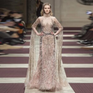 L392 Luxurious champagne Big Long Sleeves Beaded Mermaid Cape  فساتين السهرة vestidos de fiesta  فساتين سهره evening dresses