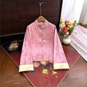 New Chinese style coat women’s brocade jacquard loose thin shirt