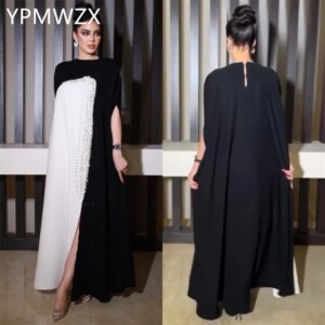 Customized Evening Dress Formal Party Occasion Women YPMWZX Jewel Column Floor Length Skirts Vertically Bespoke Dresses