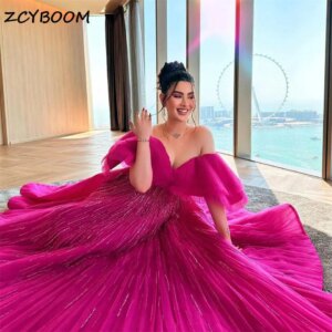 Luxury Strapless Off Shoulder Formal Evening Dresses Beading Sequined Sweep Length 2025 Ball Gown Party Prom Gowns For Women