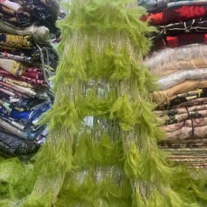 Latest Royal French Sequins Groom Lace Fabric Fluffy Feather 3D Lace African Net Lace Fabric Embroidery For Wedding Party Dress