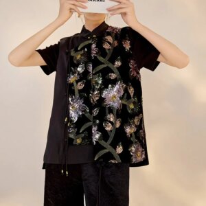 National style new heavy industry cardigan design sense of light luxury temperament waistcoat