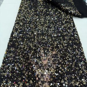 2025 High End Fashion Design Hot On Sale Fabric Top Quality Handmade Embroidery Beads Sequin Net Lace For Party Evening Dresses