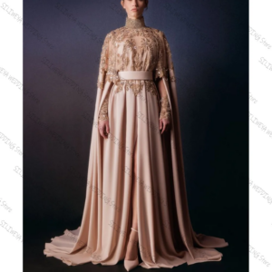Luxury High Neck A-Line Prom Dress Fashion Party Floor Length Lady High-end Formal Evening Gowns