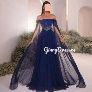 Customized Off-The-Shoulder Neckline Luxury Evening Dresses 2025 Beadings Floor-Length Elegant And Pretty Women’S Dresses Zipper